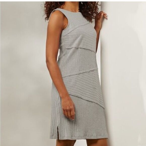Soft Surroundings Grey Knit Tank Dress Layered Size Small S Sleeveless Comfy - Picture 1 of 10